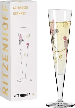 1071016 Goldnacht #16 Champagne Flute, Crystal Glass, Black, red, Gold