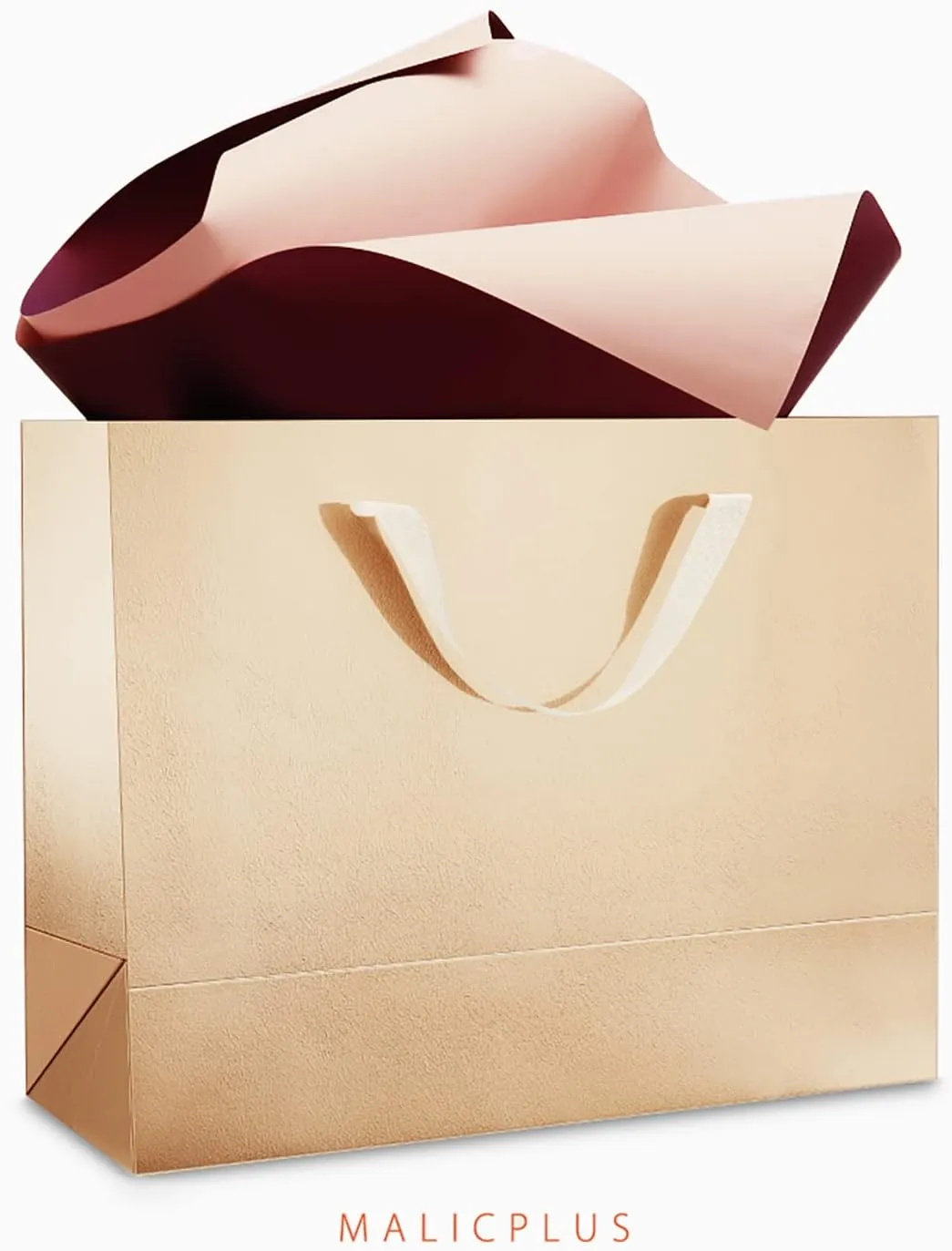 12 Large Gift Bags 13x5x10 Inches, Luxury Large Gift Bags with Handles for Thanksgiving Day and All Occasions (Champagne Gold with Grass Texture)