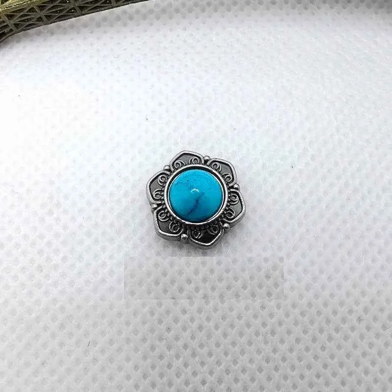 14MM Vintage Silver Turquoise Rivets Antique Metal Studs 40 Pack
