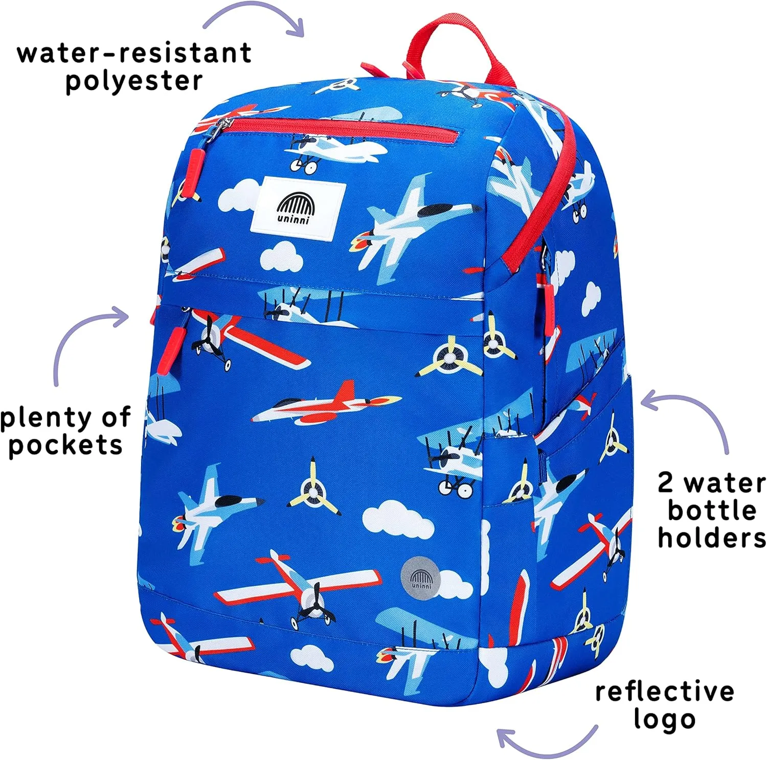 16" Kid's Backpack for Girls and Boys Age 6  with Padded, and Adjustable Shoulder Straps. Fits for Height 3'9" Above Kids (Airplane)