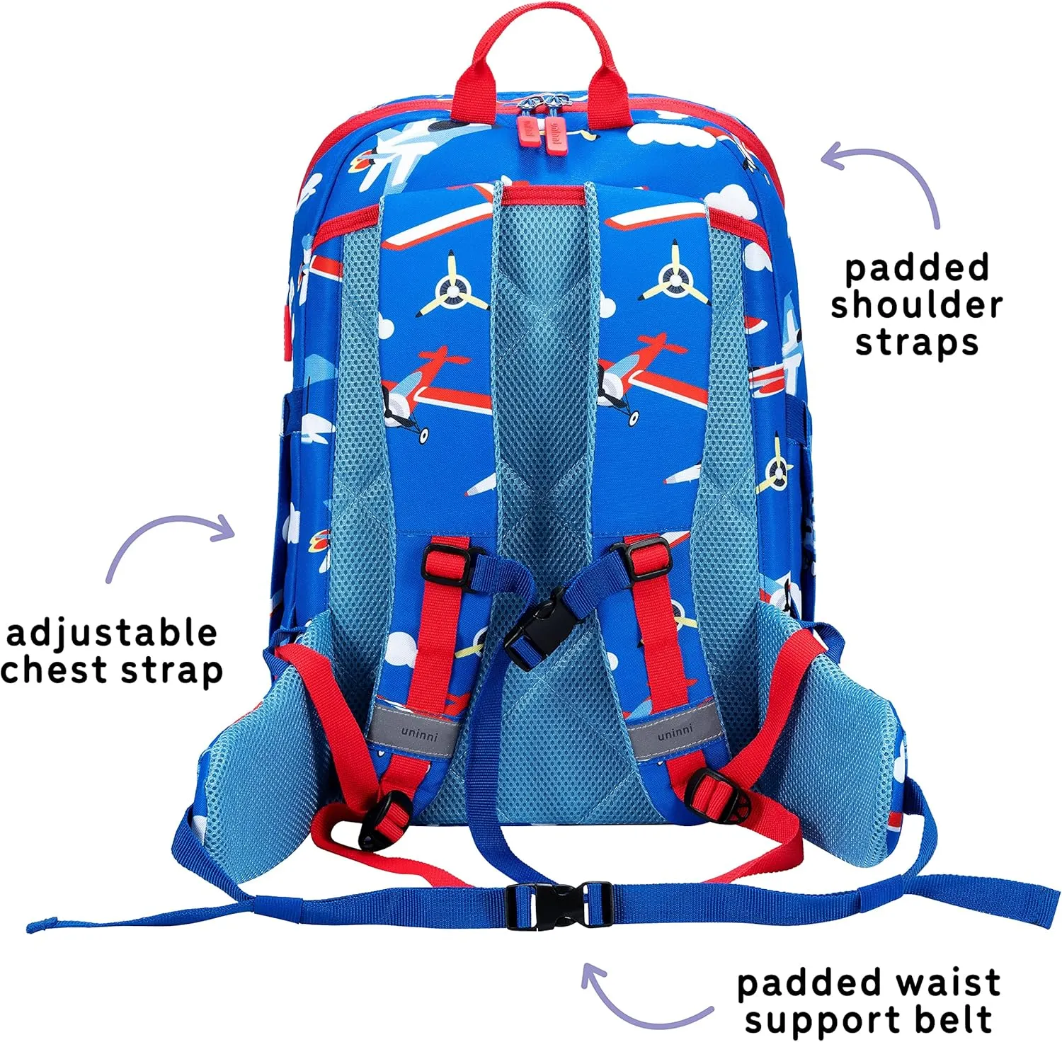 16" Kid's Backpack for Girls and Boys Age 6  with Padded, and Adjustable Shoulder Straps. Fits for Height 3'9" Above Kids (Airplane)
