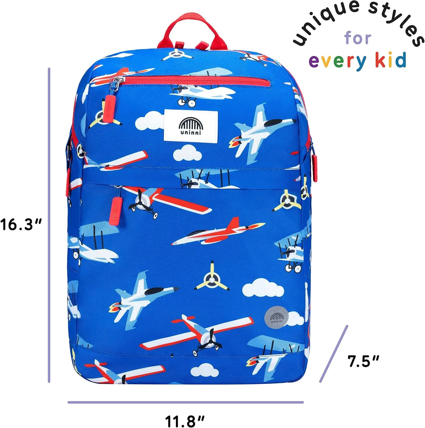16" Kid's Backpack for Girls and Boys Age 6  with Padded, and Adjustable Shoulder Straps. Fits for Height 3'9" Above Kids (Airplane)