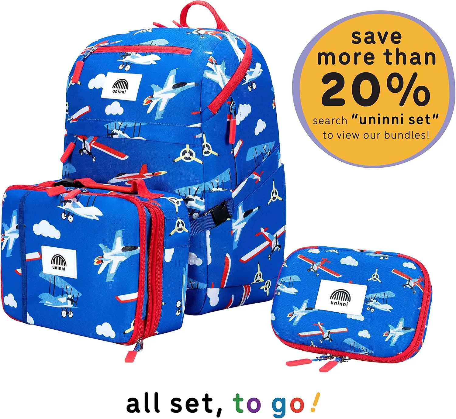 16" Kid's Backpack for Girls and Boys Age 6  with Padded, and Adjustable Shoulder Straps. Fits for Height 3'9" Above Kids (Airplane)