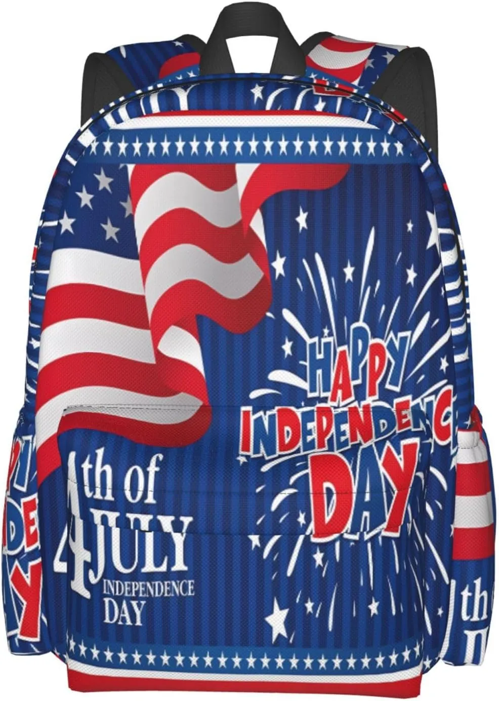 1776 America Independence Day American Flag Firework Casual Backpacks Large Travel Backpack Laptop Rucksack Sports Daypack Adjustable Strap Bag for Camping Hiking