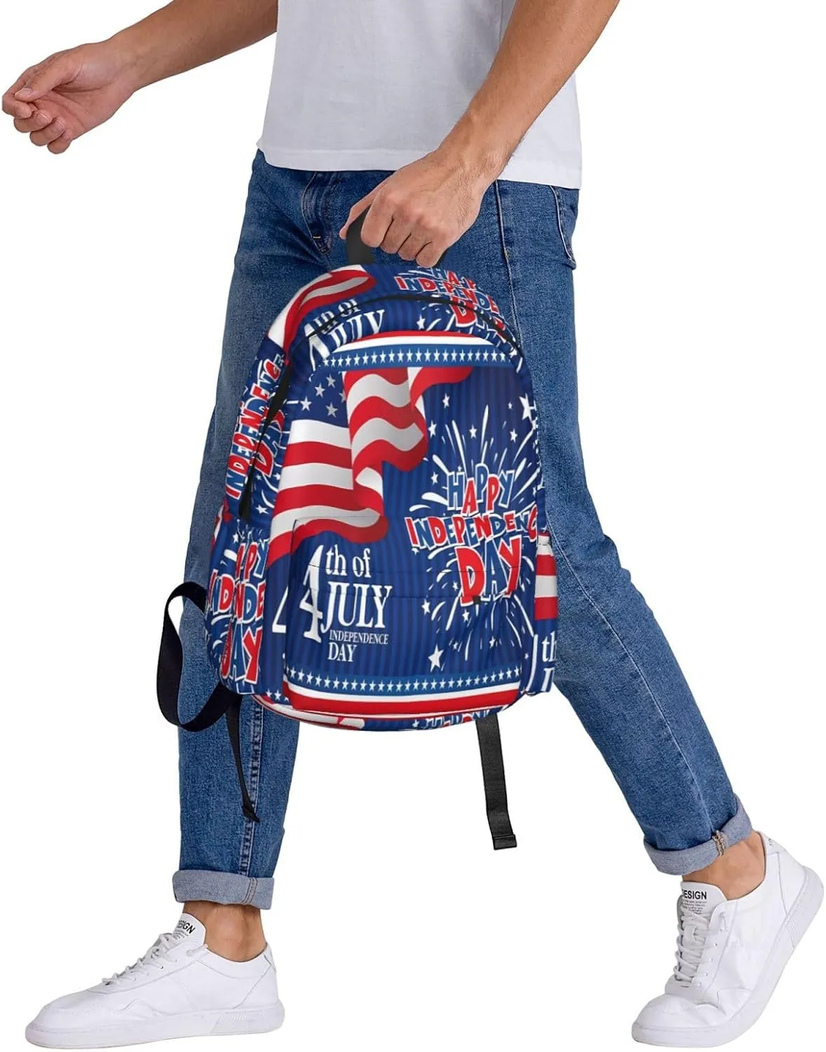 1776 America Independence Day American Flag Firework Casual Backpacks Large Travel Backpack Laptop Rucksack Sports Daypack Adjustable Strap Bag for Camping Hiking