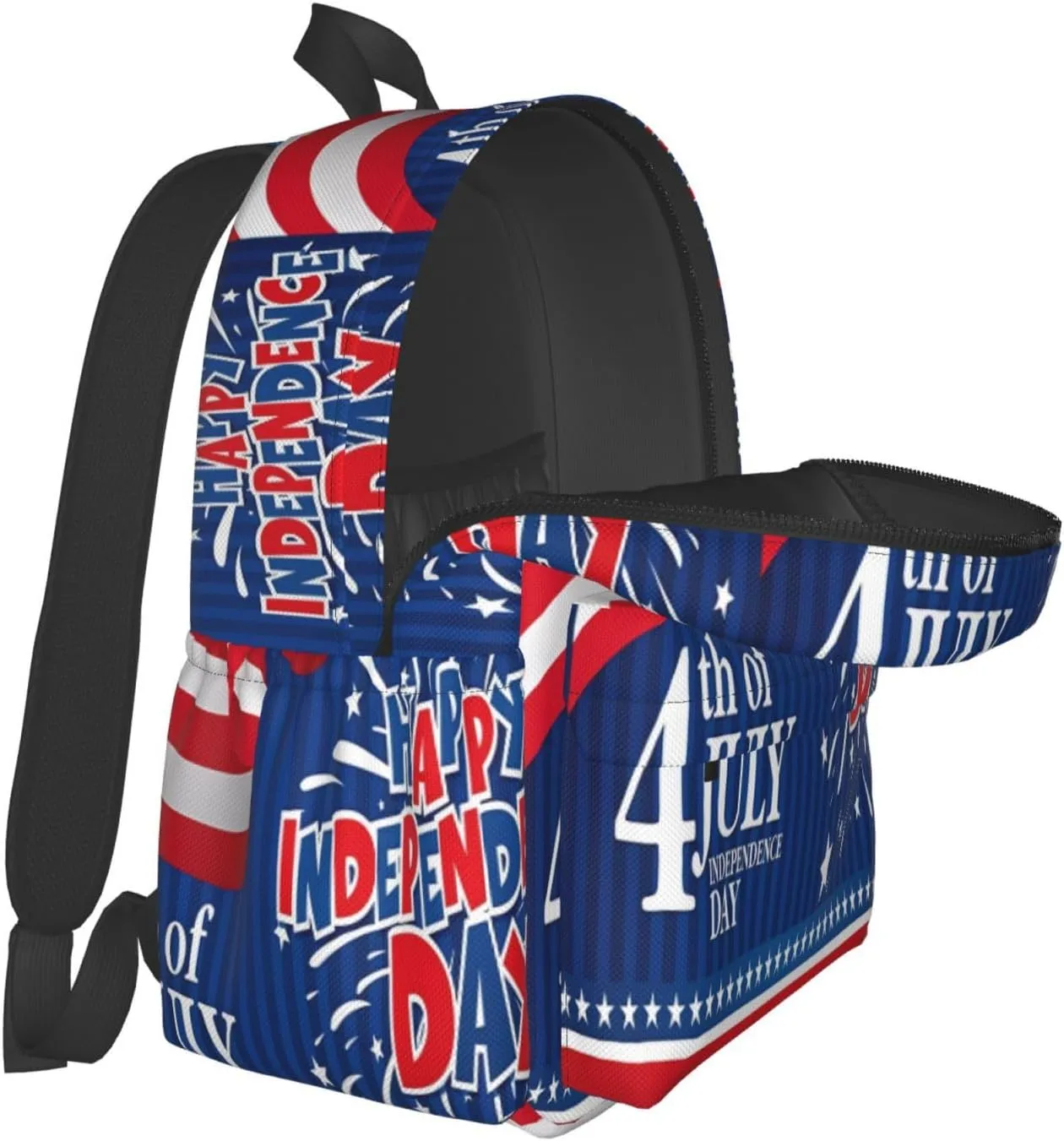 1776 America Independence Day American Flag Firework Casual Backpacks Large Travel Backpack Laptop Rucksack Sports Daypack Adjustable Strap Bag for Camping Hiking