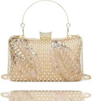 1920s Vintage Clutch Purse Beaded Floral Hard Shell Sequin Handbag Clutch for Women Bridal Sequin Wedding/Prom/Cocktail