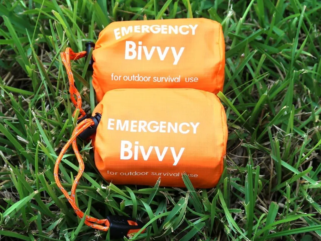2 Packs Emergency Thermal Sleeping Bag, Survival Bivvy Sacks Blanket with Whistle, Waterproof Lightweight Survival Shelter Blanket Bag Gear for Outdoor Hiking Camping Adventure..