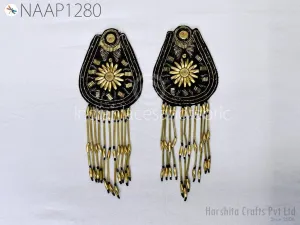 2 Pairs Epaulet Fringe Shoulder Badge Patches Tassel Chain Suit DIY Fashion Tassel Crystal Applique for Wedding Dance Punk Costume Crafting
