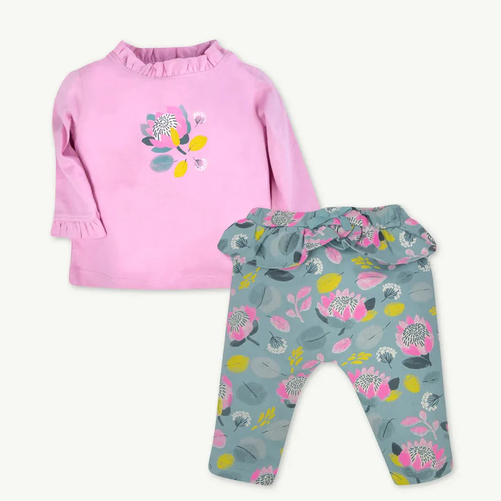 2-Piece Pink Winter Floral Pant Set