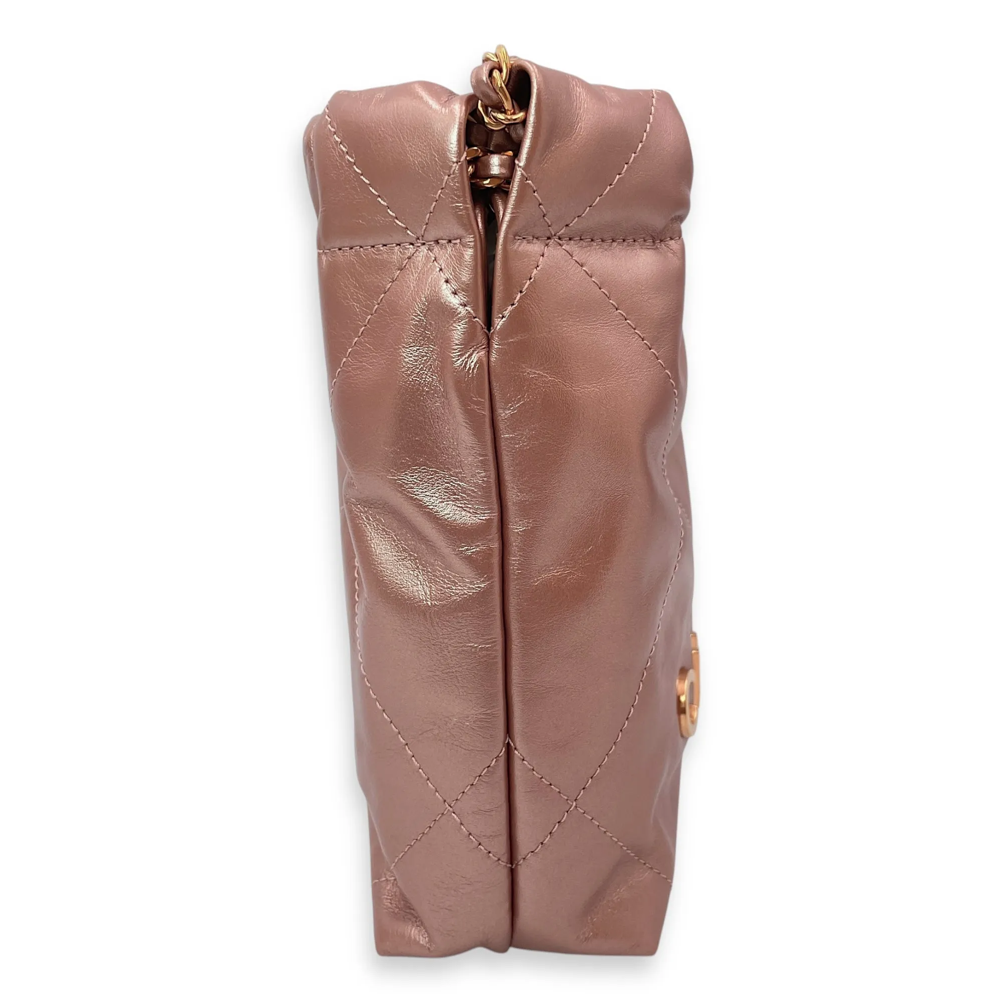 22 Tote 20 Pink Crossbody Bag in Metallic, Rose Gold hardware