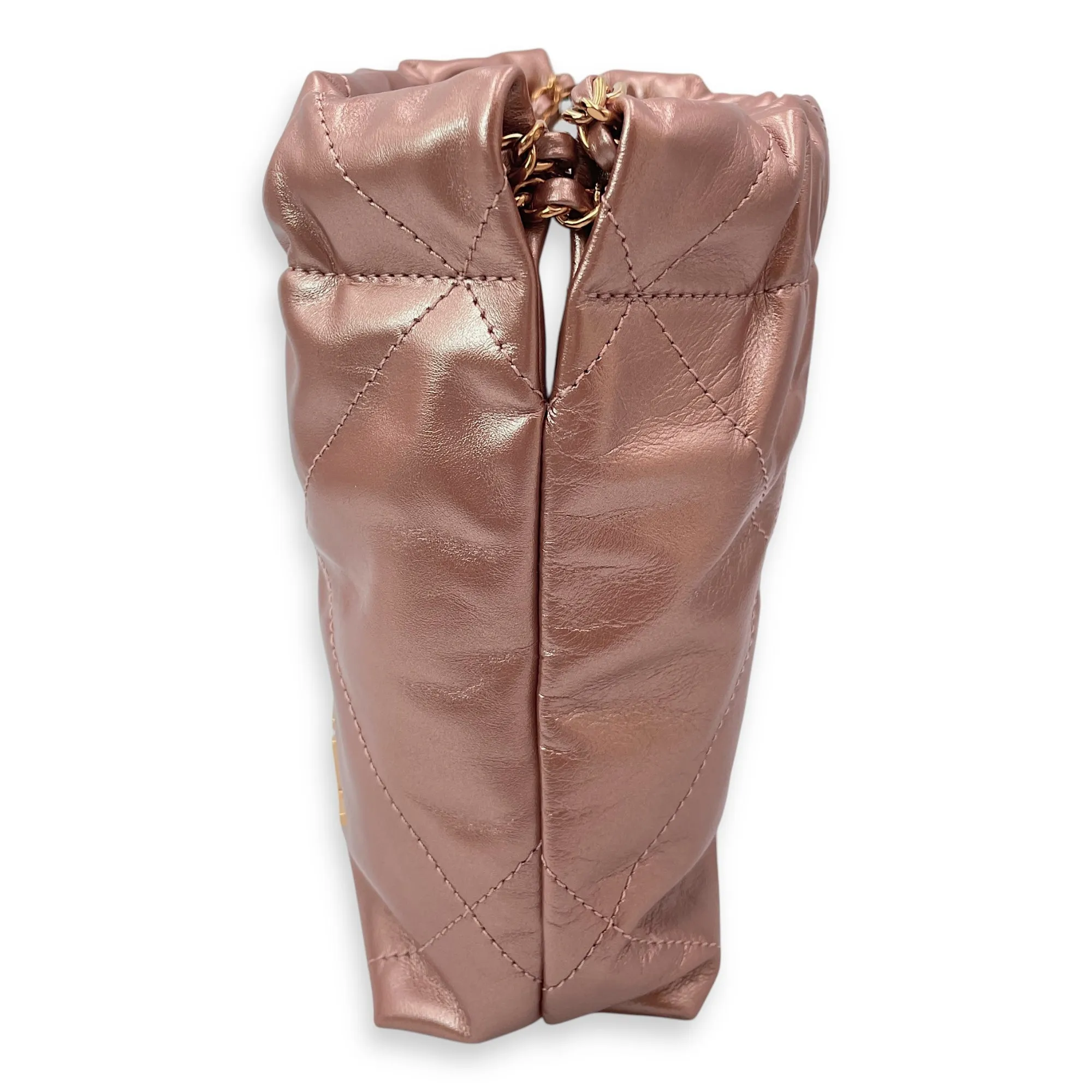 22 Tote 20 Pink Crossbody Bag in Metallic, Rose Gold hardware