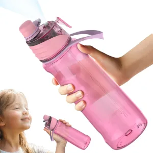 22OZ Misting Water Bottle, 2-in-1 Mist and Sip Water Bottles, Mist Water Bottle for Drinking, Great for Hiking/Running/Outdoor Activity, BPA-Free & Leakproof, Pink