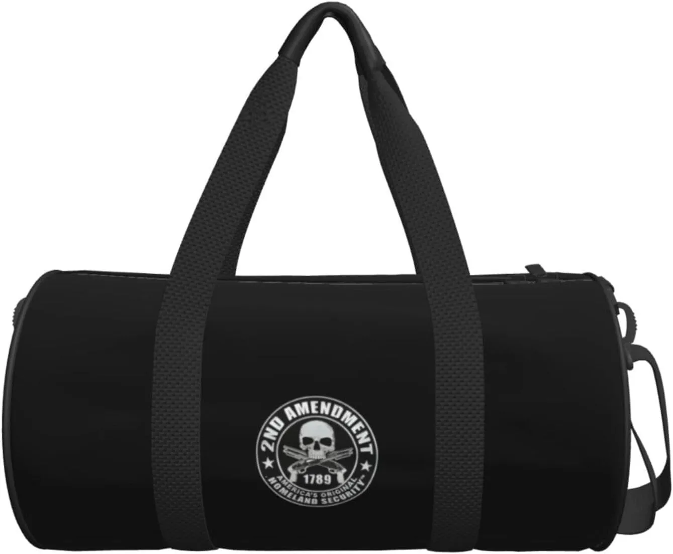 2nd Amendment Skull Travel Luggage Duffel Bag Sports Rolling Foldable Duffel Bag, Black