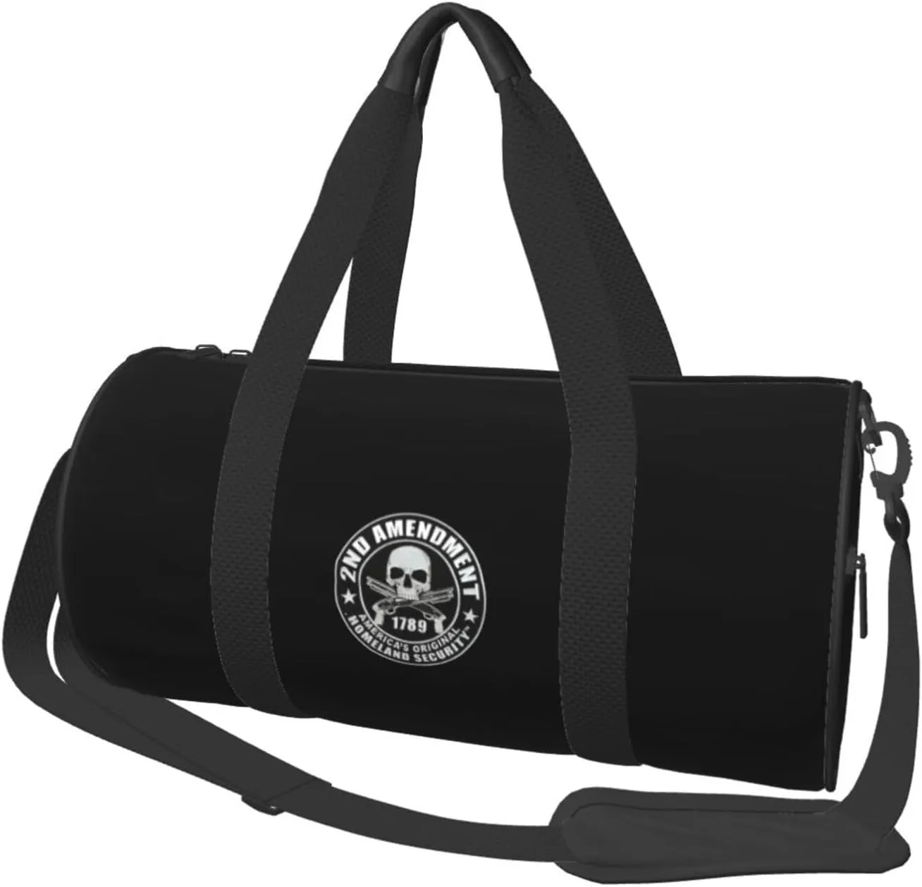 2nd Amendment Skull Travel Luggage Duffel Bag Sports Rolling Foldable Duffel Bag, Black