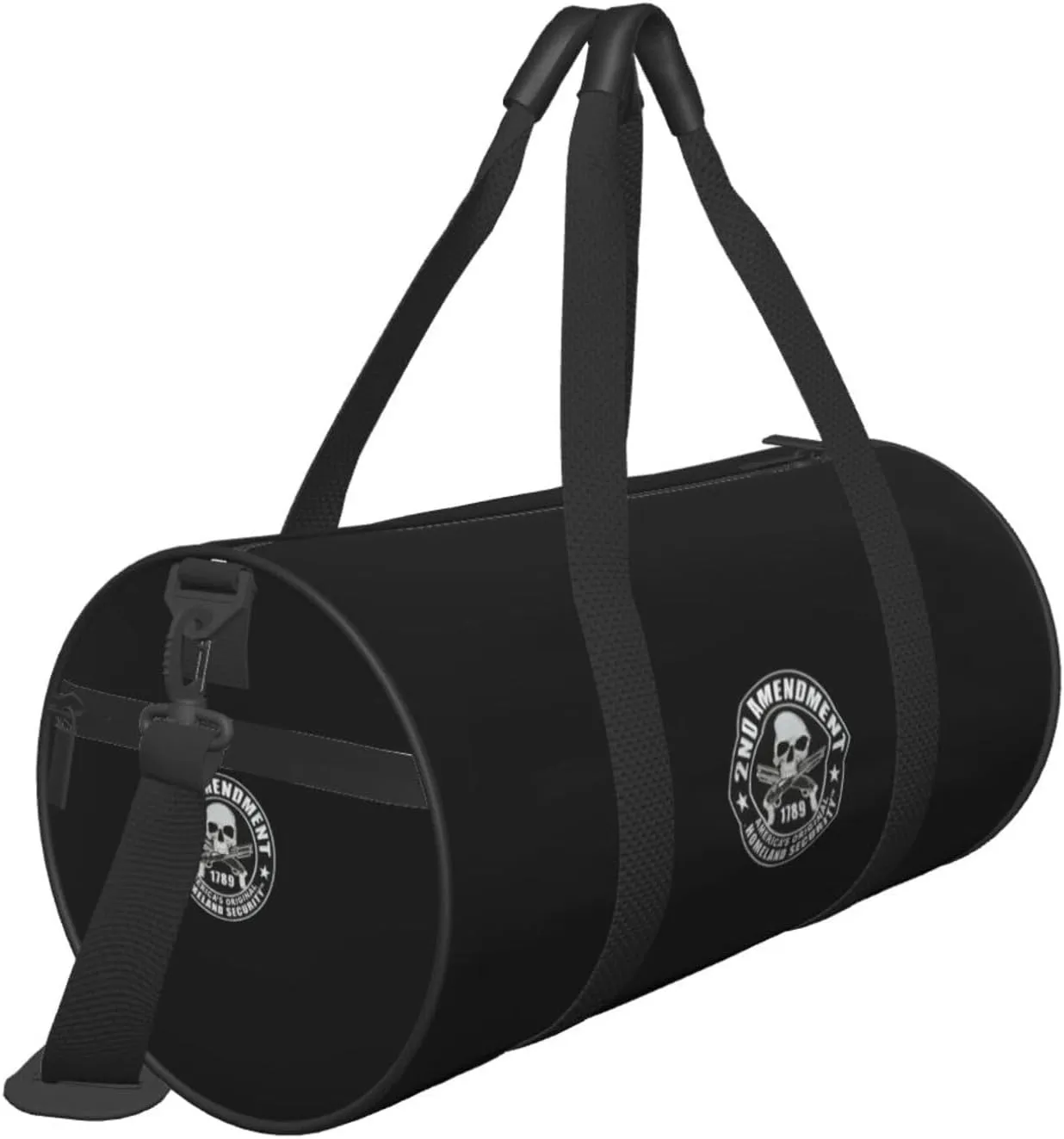 2nd Amendment Skull Travel Luggage Duffel Bag Sports Rolling Foldable Duffel Bag, Black