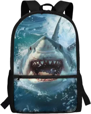 3D Shark Boys School Backpack 12-14 Years Old Teens Middle School Large School Bag Students Hiking Camping Bookbags 17 Inch Travel Laptop Bag Casual Daypack Backpacks Back Pack