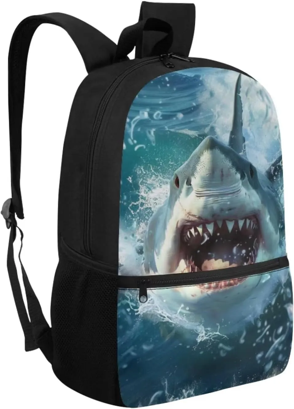 3D Shark Boys School Backpack 12-14 Years Old Teens Middle School Large School Bag Students Hiking Camping Bookbags 17 Inch Travel Laptop Bag Casual Daypack Backpacks Back Pack