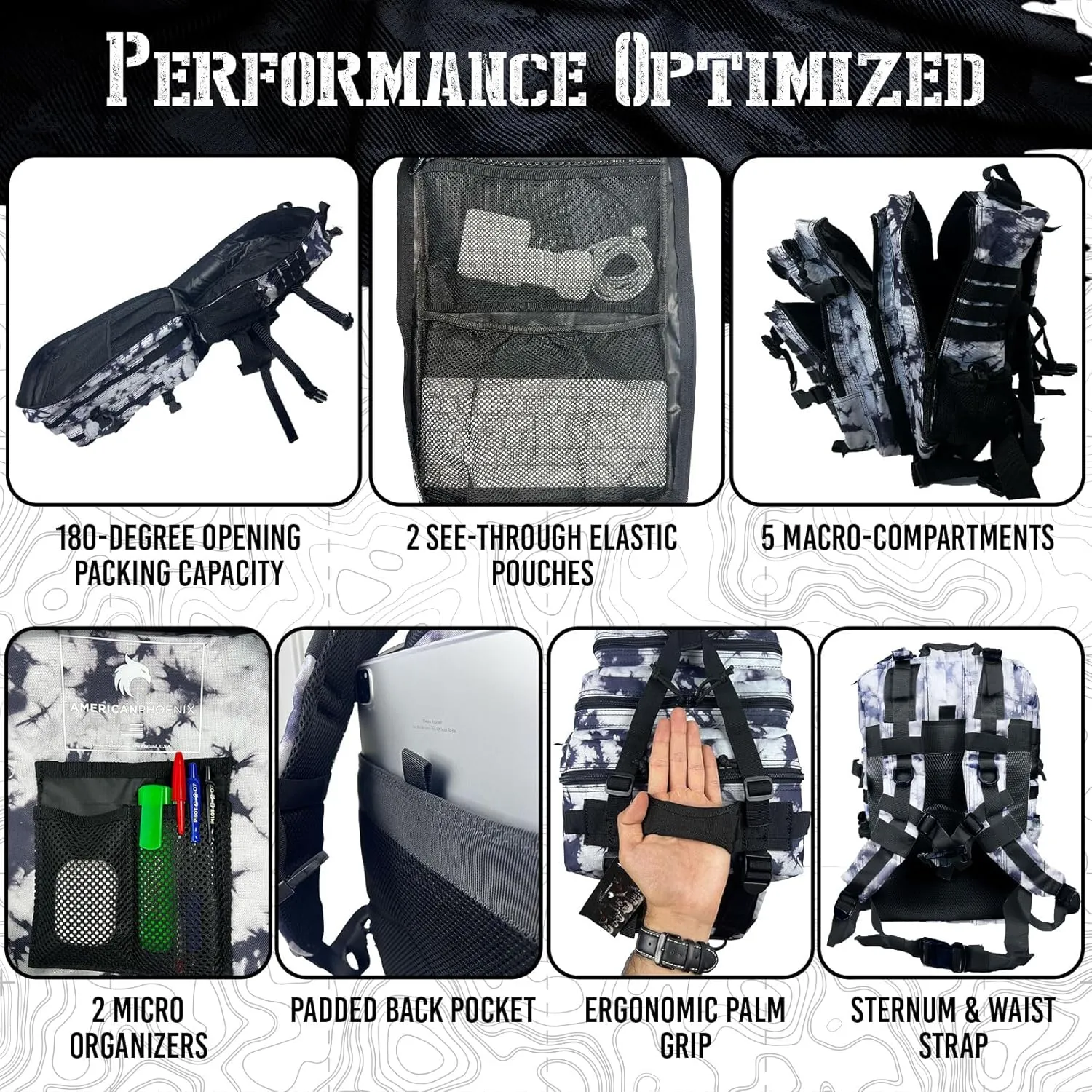 45L Elite Tactical Backpack | 3X Stronger Work & Military Backpack | Water Resistant and Heavy Duty | 3 Day MOLLE Bug Out Bag (Black Ice)