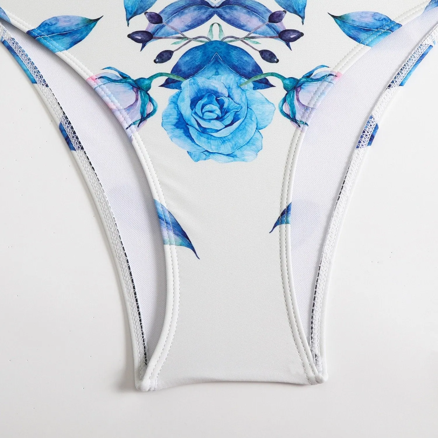 84Volt  One Shoulder Floral print Two Piece Swimsuit Set - As shown / S