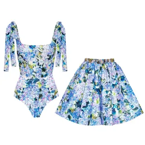 84Volt  Tie-Shoulder Floral Print One Piece Swimsuit Set - As shown / S