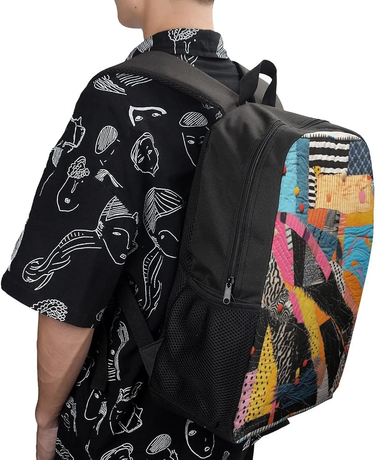 A Colorful Quilt Lightweight Backpack Casual Carry On Laptop Backpack,Hiking Bag for Camping Sports Work