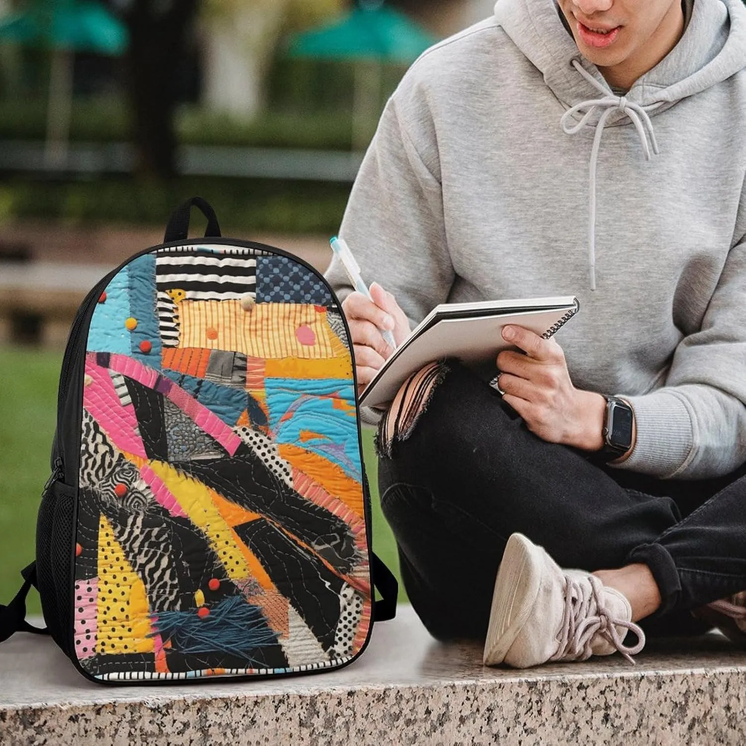 A Colorful Quilt Lightweight Backpack Casual Carry On Laptop Backpack,Hiking Bag for Camping Sports Work