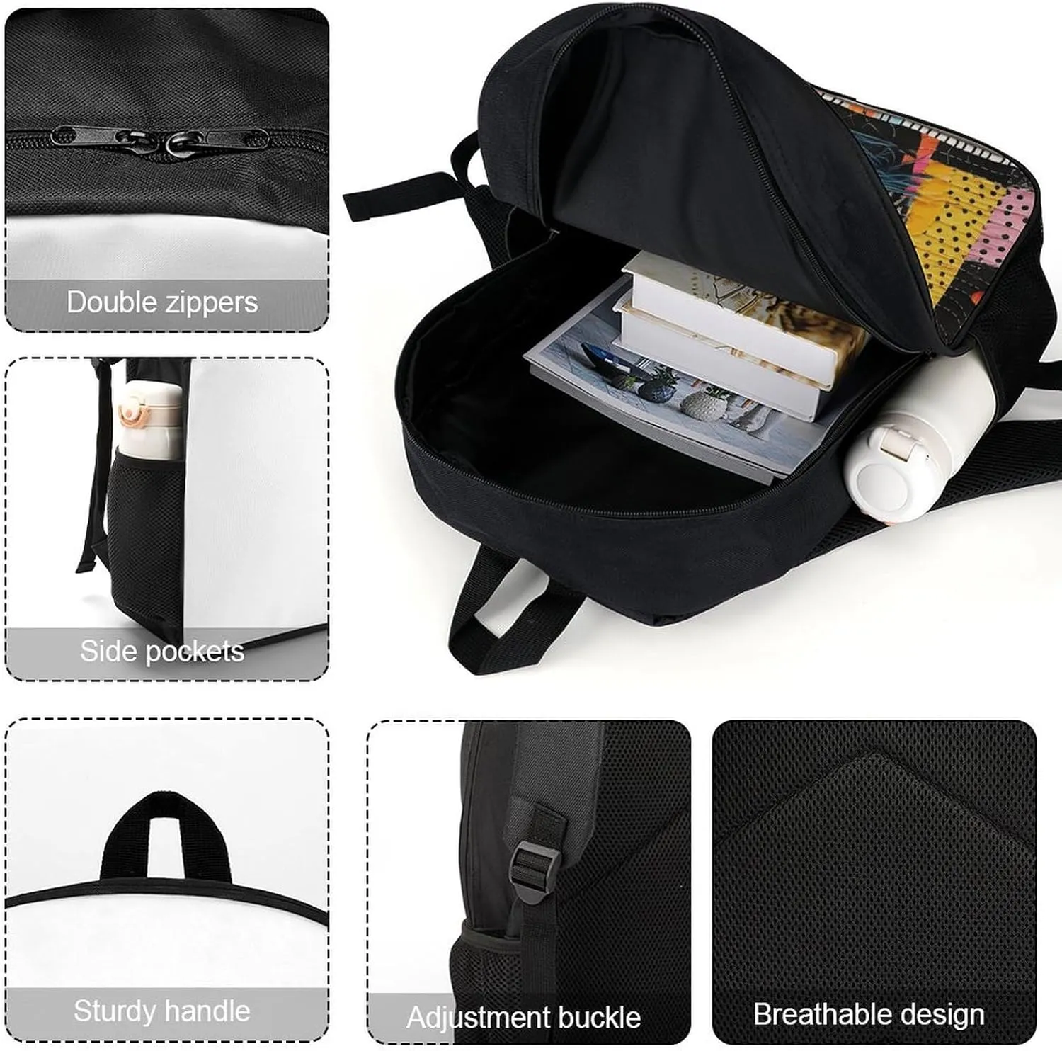 A Colorful Quilt Lightweight Backpack Casual Carry On Laptop Backpack,Hiking Bag for Camping Sports Work
