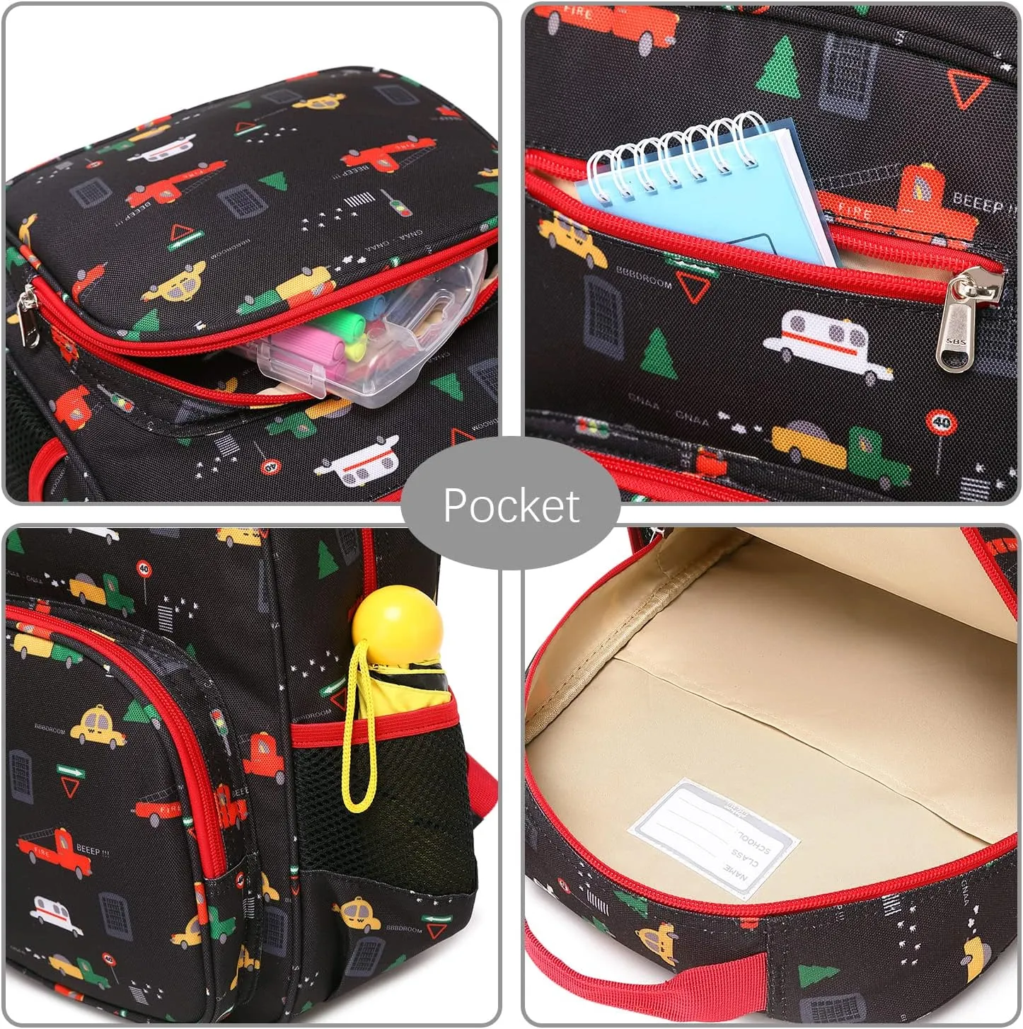 abshoo Car Backpack for Kid Little Small Boys Bookbag Preschool Toddler Backpack (Car)