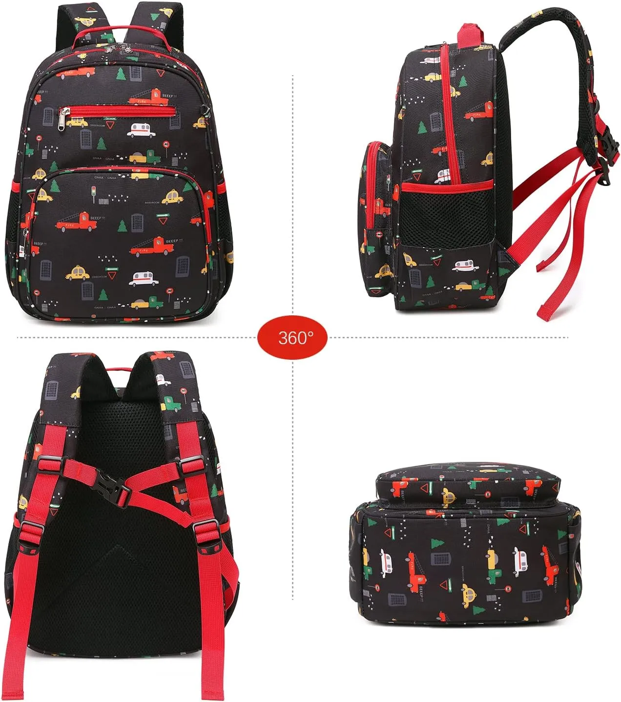 abshoo Car Backpack for Kid Little Small Boys Bookbag Preschool Toddler Backpack (Car)