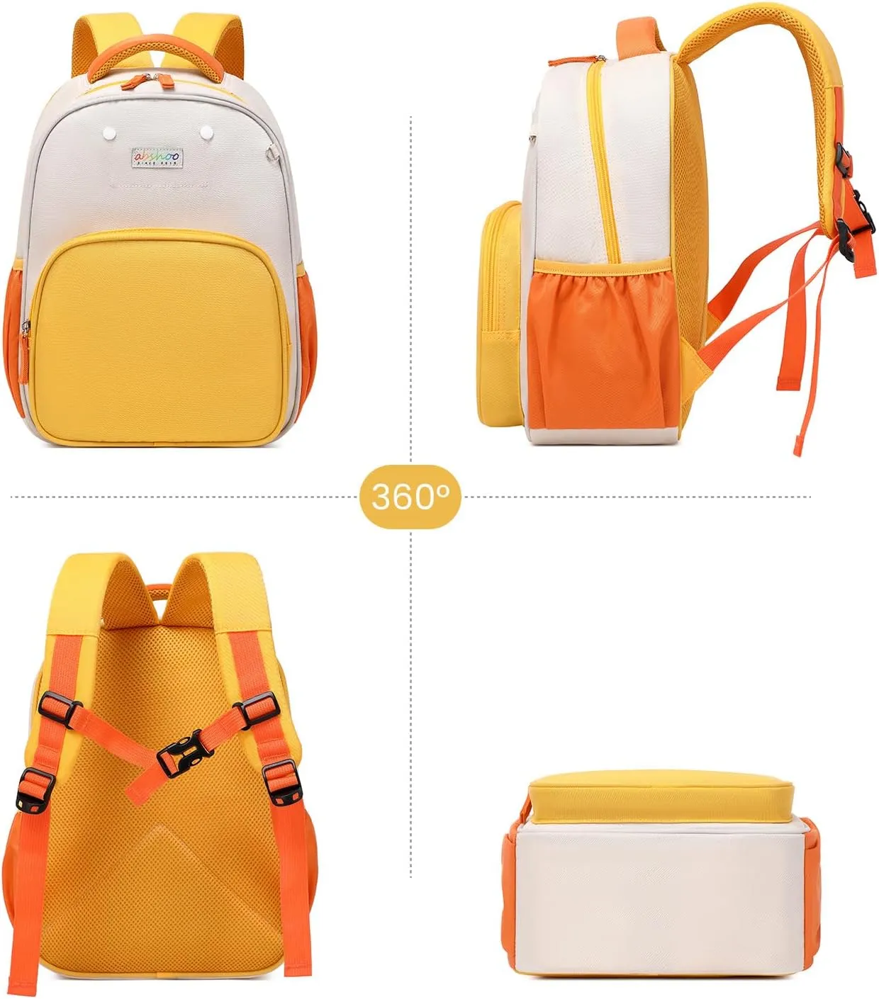 abshoo Cute Preschool Backpacks for Girls and Boys School Bookbag Kindergarten Backpack for Kids 4-8 (Yellow and Grey)