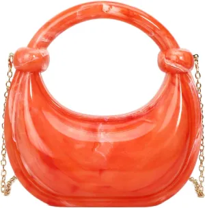 Acrylic Box Handbag Women good Evening Clutch Chain Shoulder Strap Marble Metallic Color