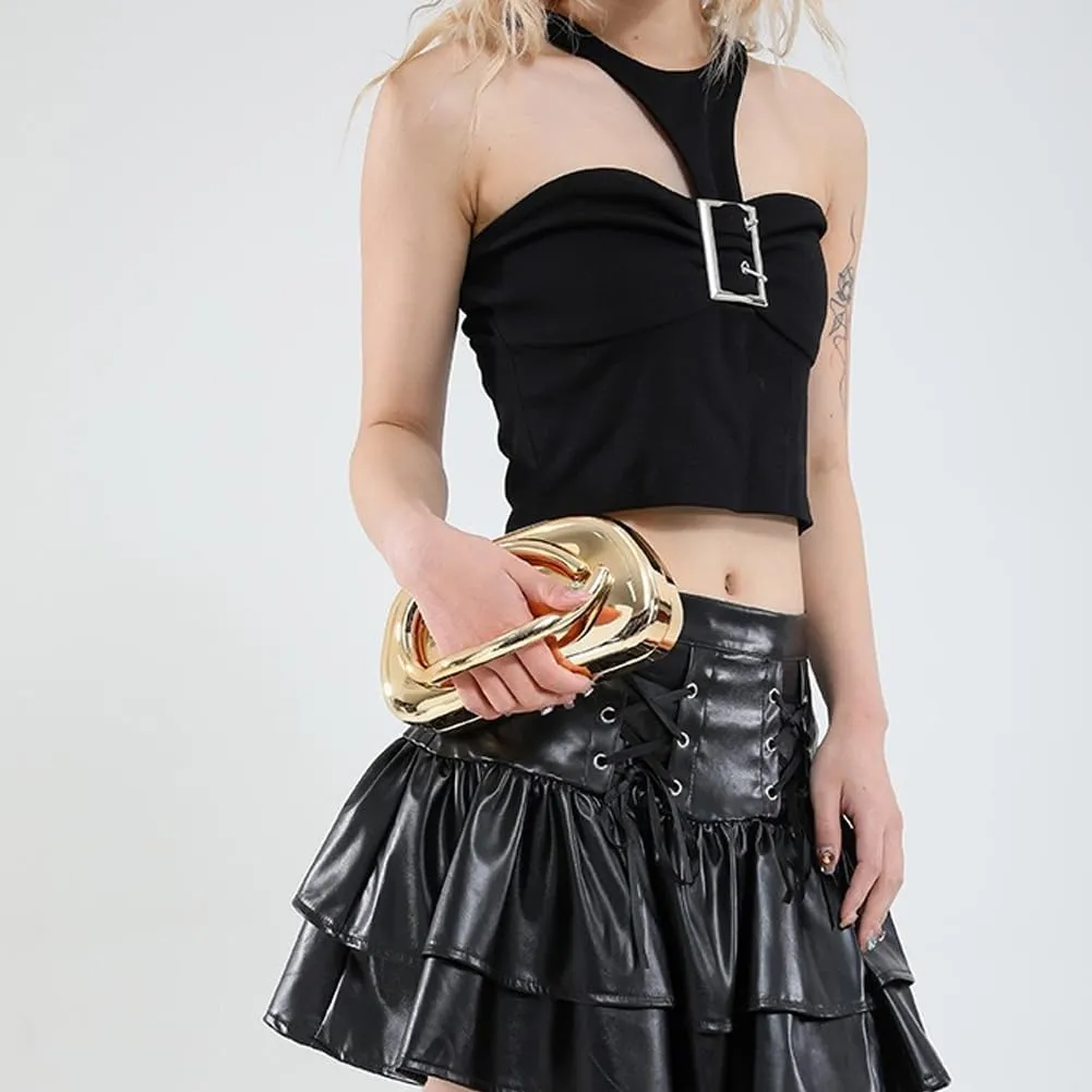 Acrylic Clutch Purse for Women Classic Round Acrylic Evening Handbag Vintage Metal Handlebars Bag for Wedding Party Prom