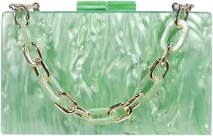 Acrylic Evening Clutch Purses for Women Unique Square Marbling Handbag with Beaded Handbag for Wedding Party Prom