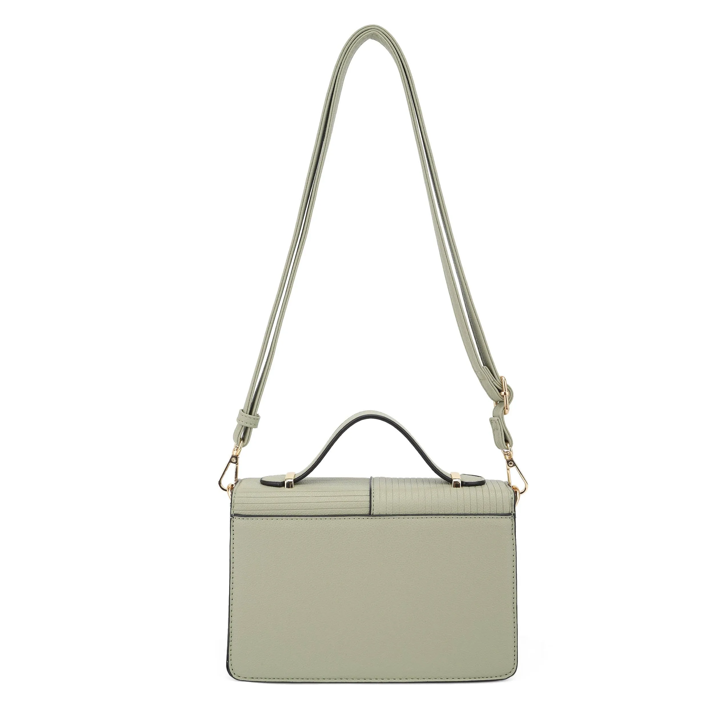 ADRIANA Top Handle Stripe Embossed Flap Crossbody Bag