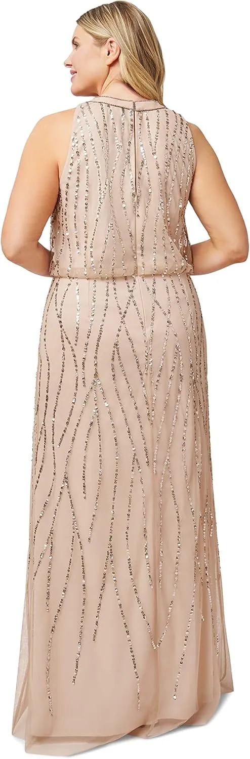 Adrianna Papell Women's Beaded Halter Gown