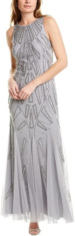 Adrianna Papell Women's Beaded Halter Gown