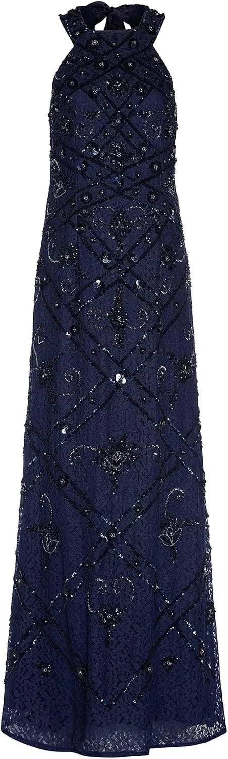 Adrianna Papell Women's Beaded Halter Gown