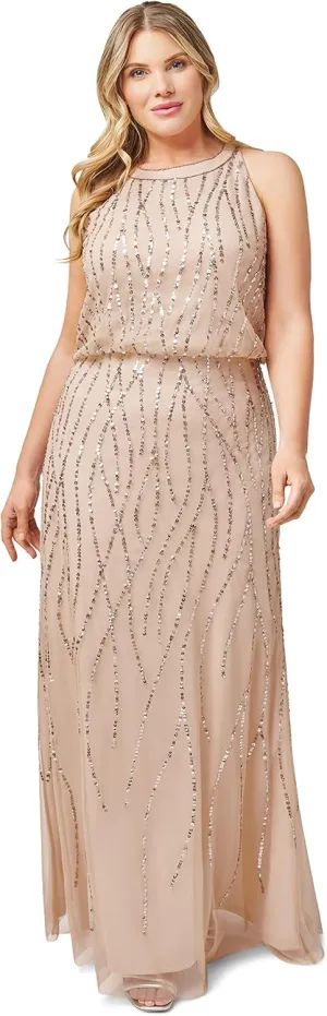 Adrianna Papell Women's Beaded Halter Gown