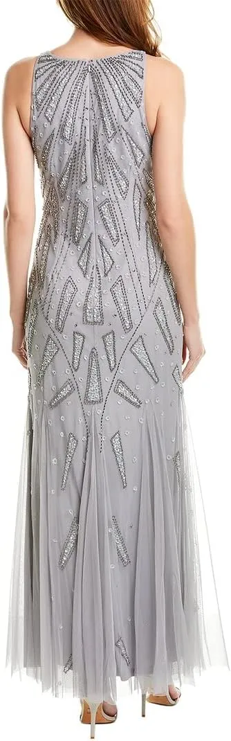 Adrianna Papell Women's Beaded Halter Gown