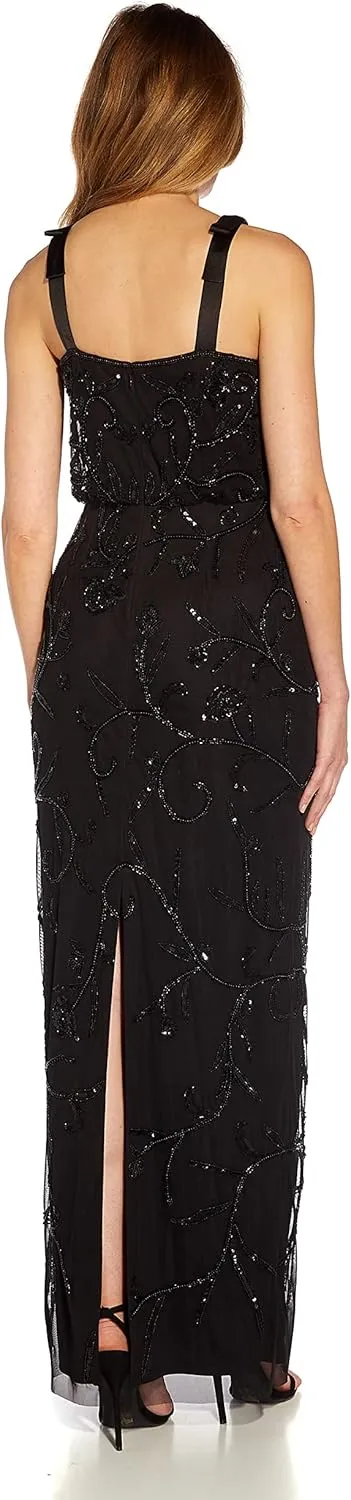 Adrianna Papell Women's Beaded Surplice Gown