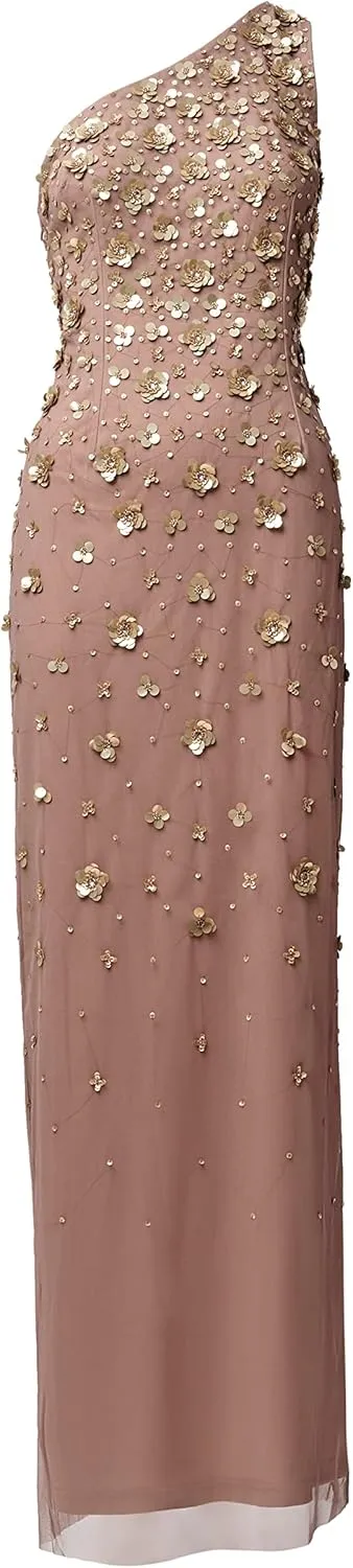 Adrianna Papell Women's One Shoulder Beaded Dress