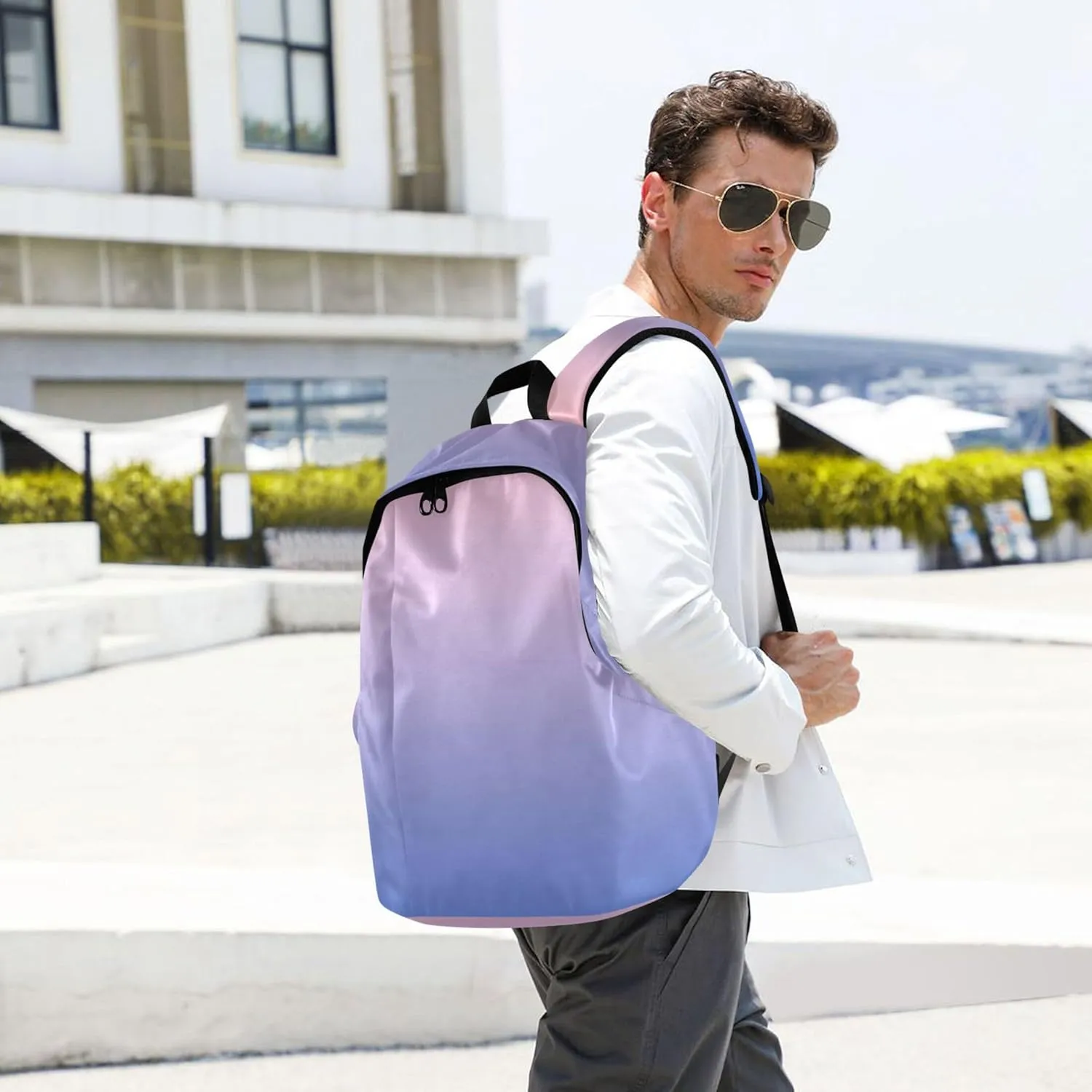 Adults Cute Backpacks for Woman Casual Casual Blush Pink Blue Gradient Cool Bookbag for School Gifts