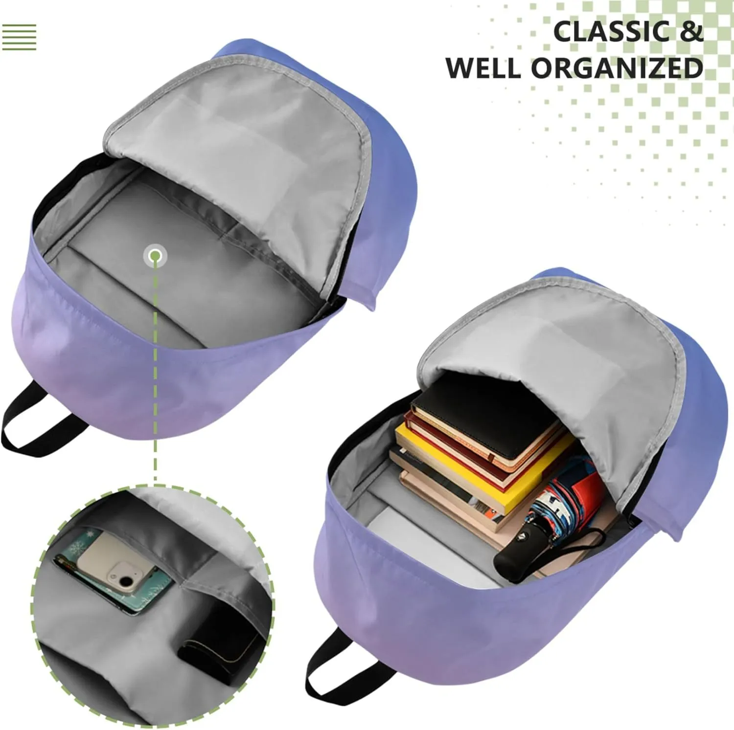 Adults Cute Backpacks for Woman Casual Casual Blush Pink Blue Gradient Cool Bookbag for School Gifts
