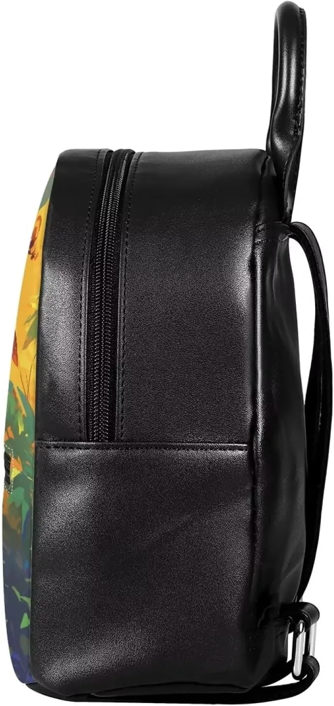 African Girls Print School Backpack Girls Fashion College Backpack Purse Casual Rucksack Daily Using Mini Backpack Book Bag with PU Leather for Travel