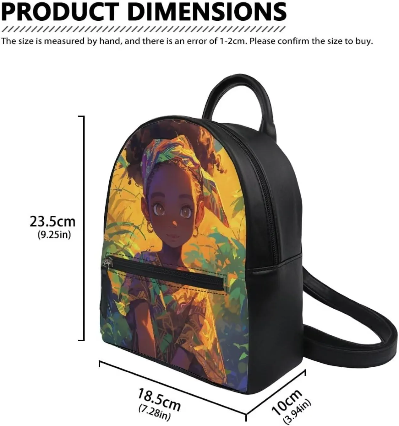 African Girls Print School Backpack Girls Fashion College Backpack Purse Casual Rucksack Daily Using Mini Backpack Book Bag with PU Leather for Travel