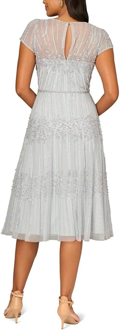 Aidan Mattox Fully Beaded Midi Dress