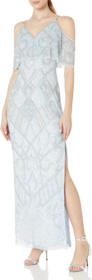 Aidan Mattox Women's Cold Shoulder Pop Over Gown