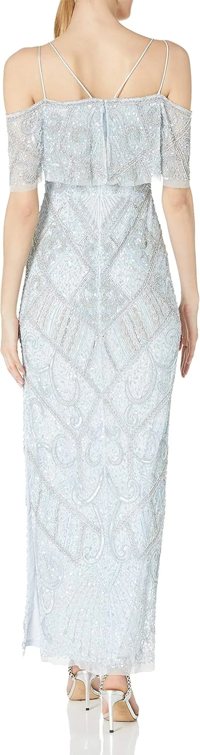 Aidan Mattox Women's Cold Shoulder Pop Over Gown