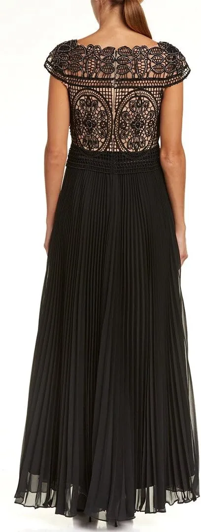 Aidan Mattox Women's Off Shoulder Lace Beaded Gown
